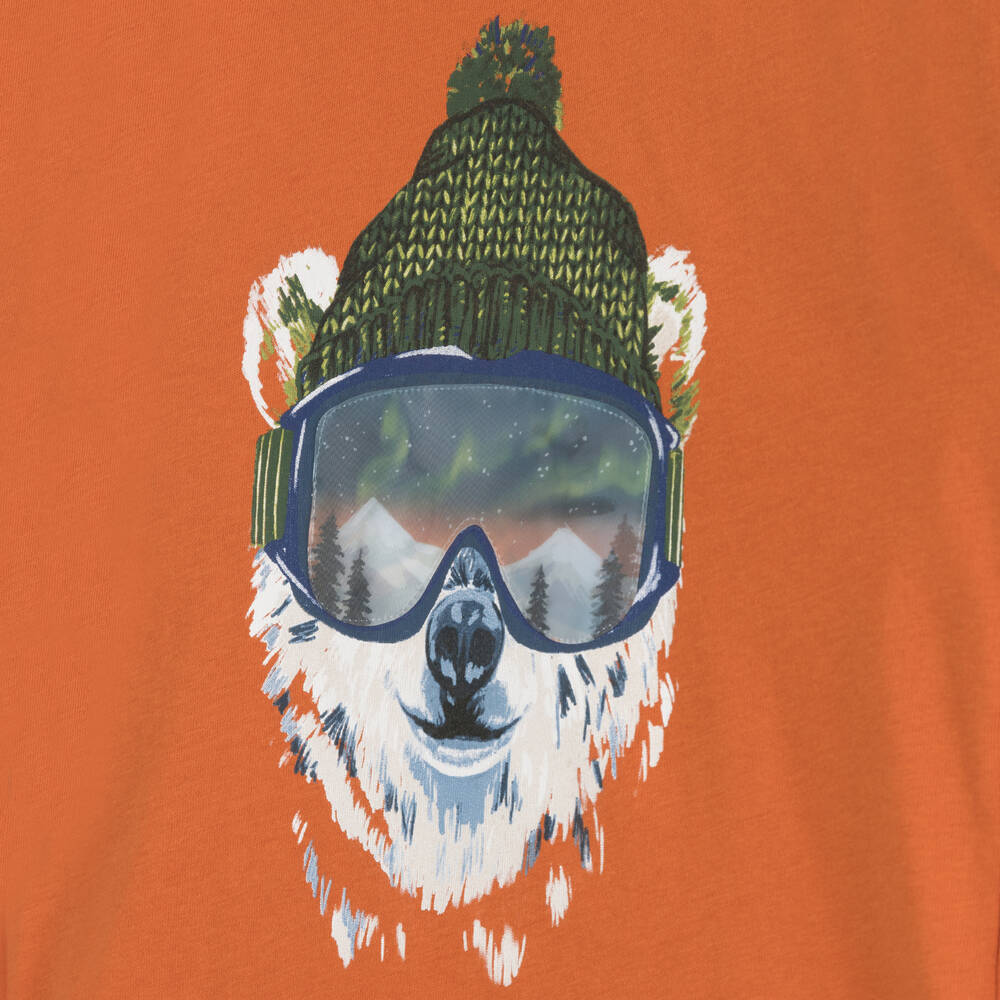 Mayoral-Boys Orange Cotton Polar Bear Top | Childrensalon Outlet