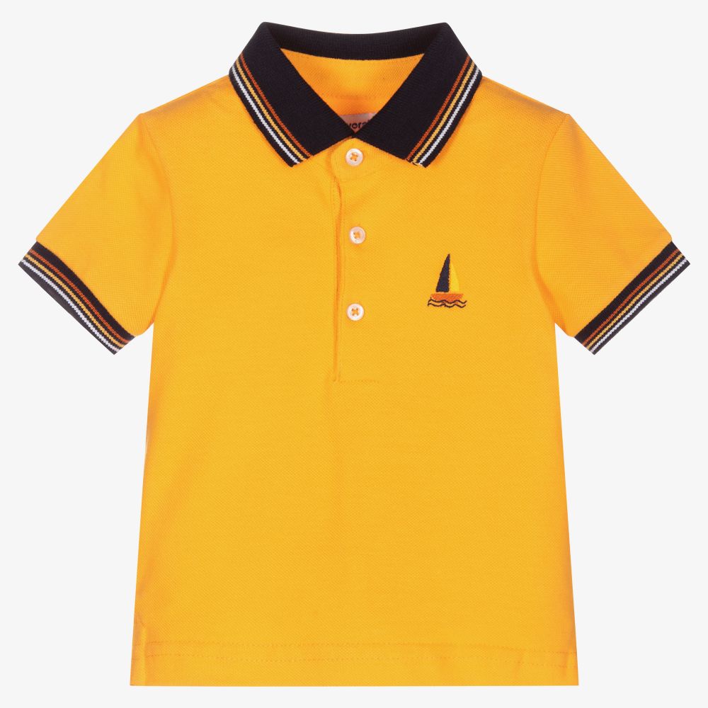 Mayoral - Boys Orange Cotton Polo Shirt | Childrensalon