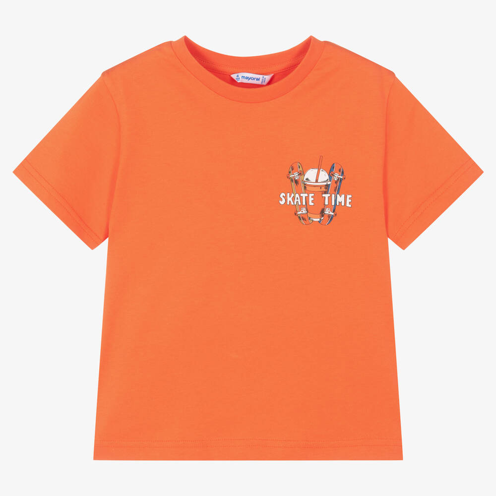 Mayoral - Boys Orange Cotton Skate T-Shirt | Childrensalon