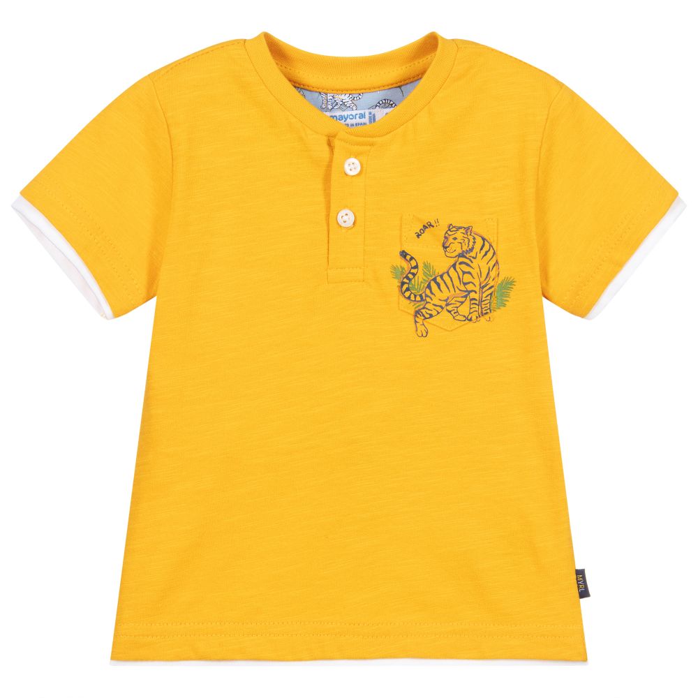 Mayoral - Оранжевая хлопковая футболка для мальчиков | Childrensalon