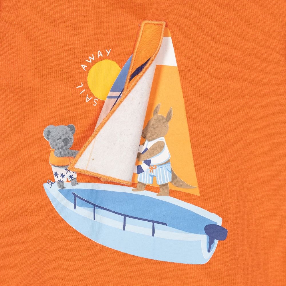 مايورال-تيشيرت أطفال ولادي قطن جيرسي مستدام لون برتقالي | Childrensalon Outlet