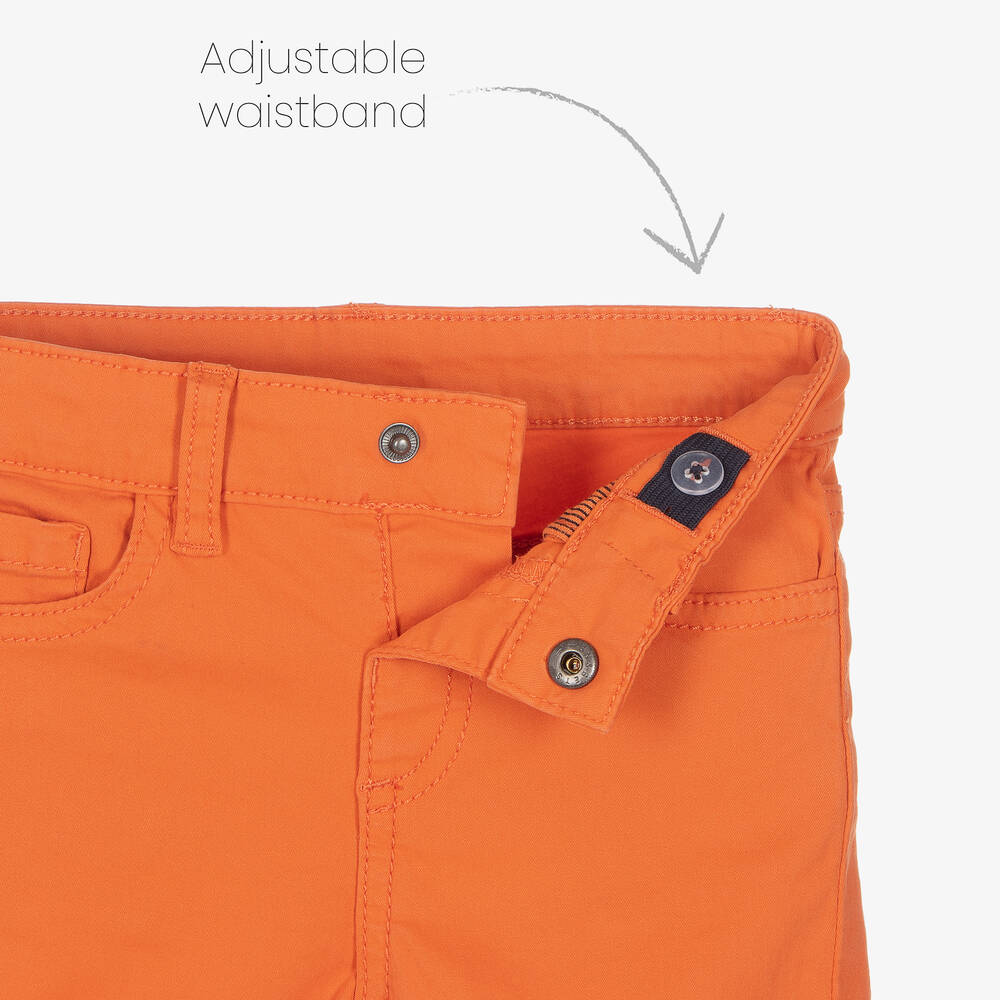 Mayoral-Boys Orange Cotton Twill Shorts | Childrensalon Outlet