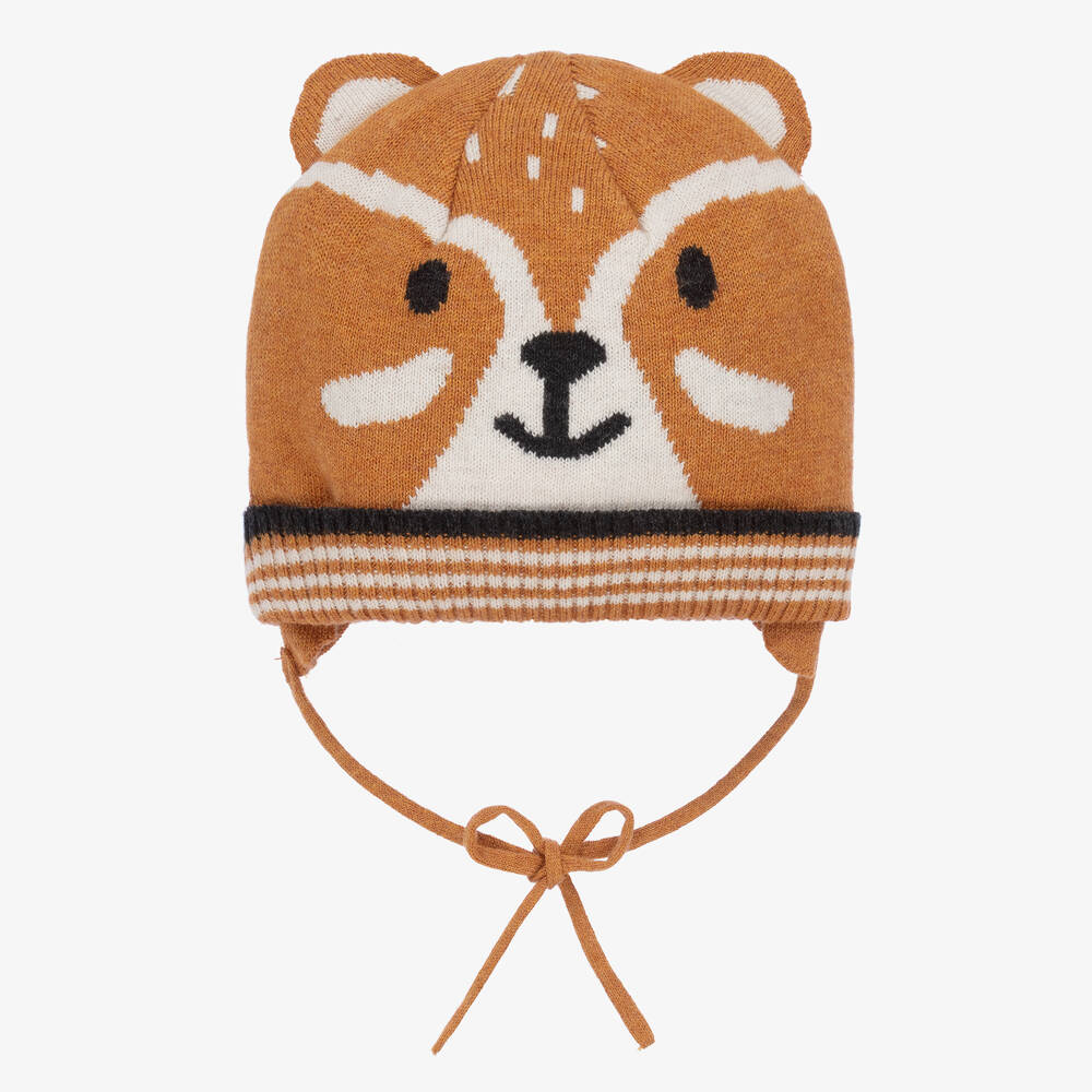 Mayoral - Boys Orange Fox Knitted Hat | Childrensalon