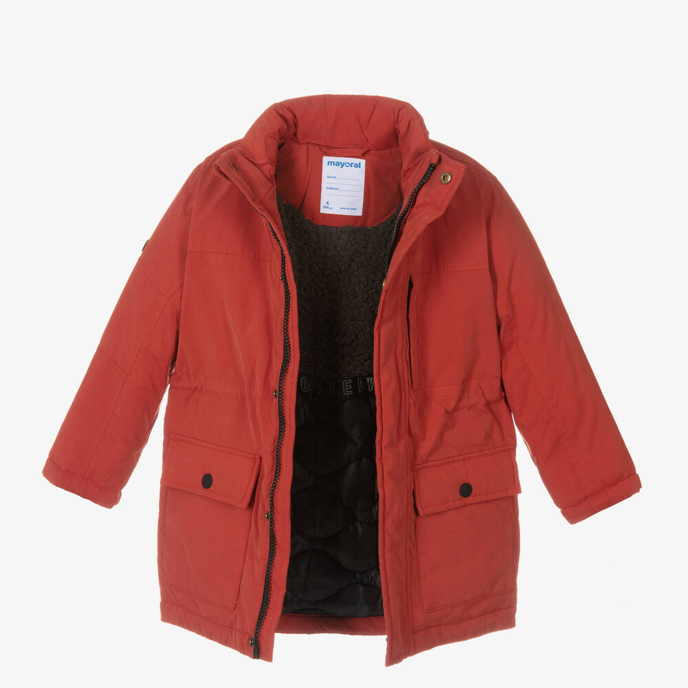 Mayoral-Boys Orange Hooded Parka | Childrensalon Outlet