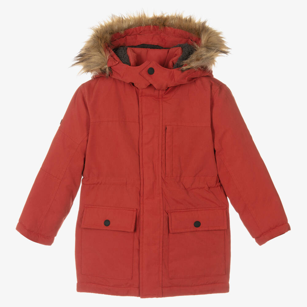 Mens orange parka with fur hood cheap