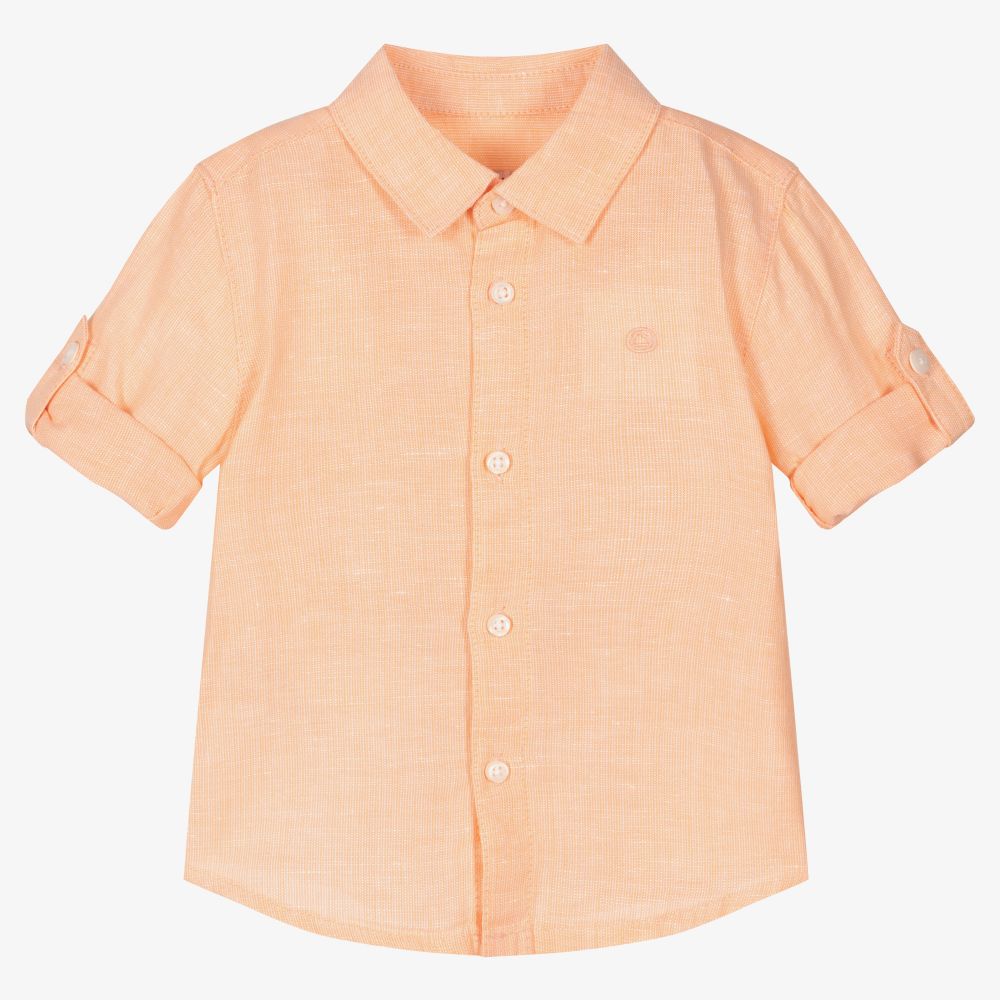 Mayoral - Оранжевая льняная рубашка для мальчиков | Childrensalon