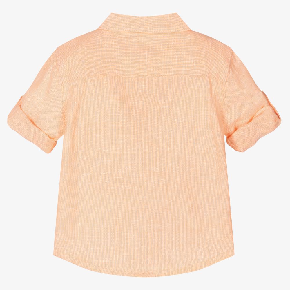 Mayoral-قميص أطفال ولادي مزيج قطن وكتان لون برتقالي | Childrensalon Outlet