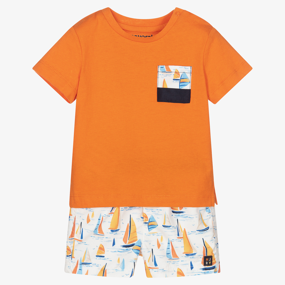 Mayoral Boys Orange Swim Shorts Set Childrensalon Outlet
