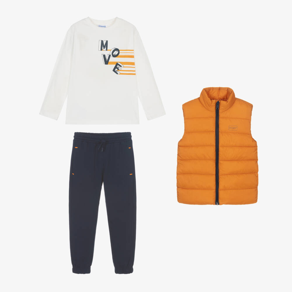 Mayoral-Boys Orange Trousers Outfit Set | Childrensalon Outlet