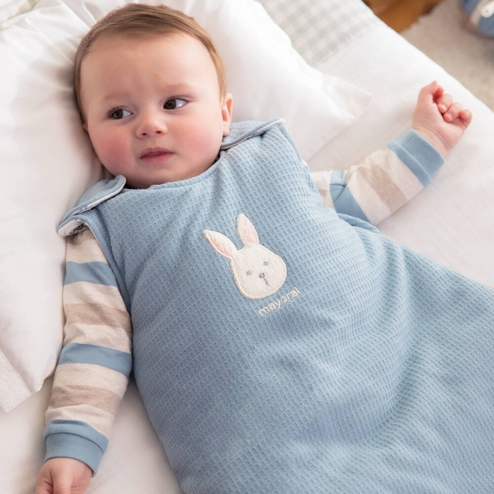 Mayoral Newborn-Boys Pale Blue Bunny Sleep Bag | Childrensalon Outlet