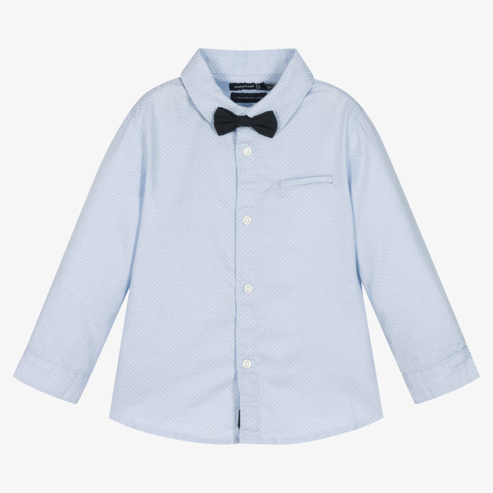 Mayoral - قميص قطن لون أزرق باهت أطفال ولادي | Childrensalon