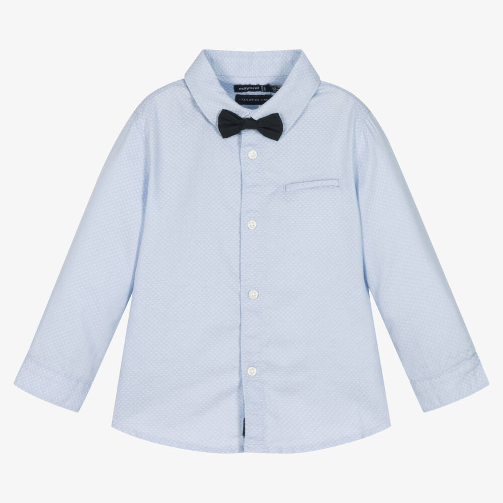 Mayoral - Boys Pale Blue Cotton Shirt | Childrensalon