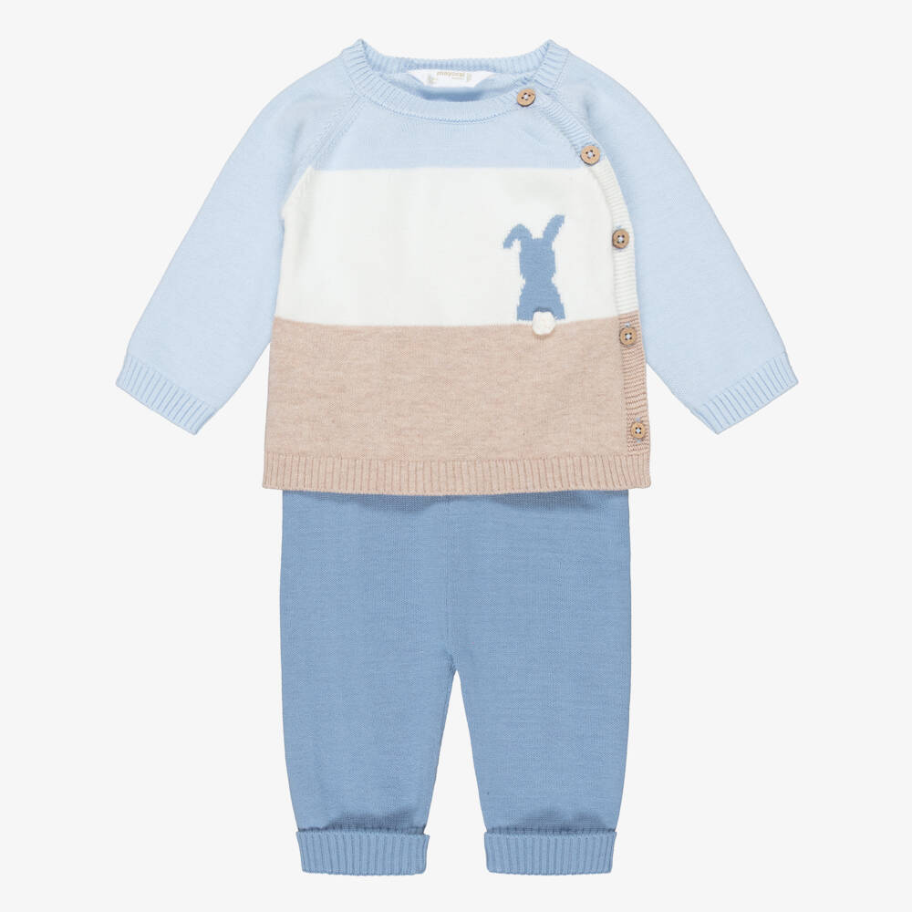 Mayoral Newborn-Boys Pale Blue Knitted Set | Childrensalon Outlet