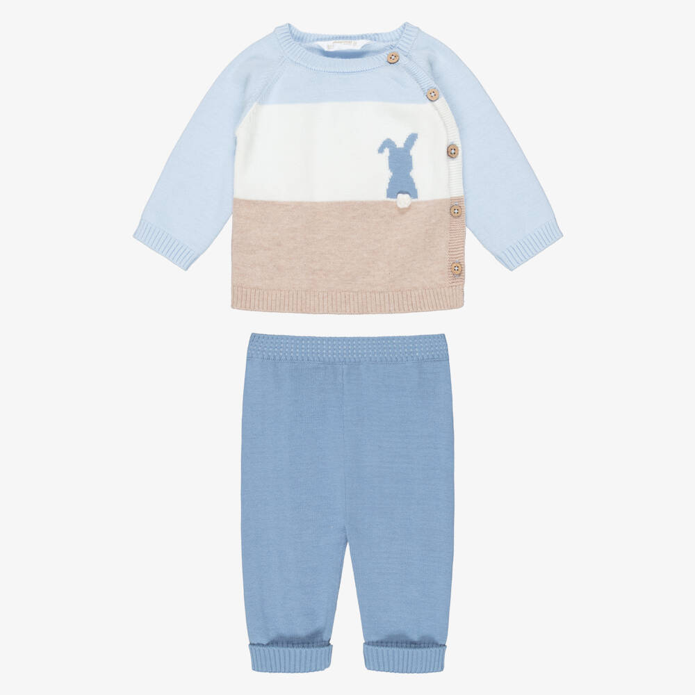 Mayoral Newborn-Boys Pale Blue Knitted Set | Childrensalon Outlet