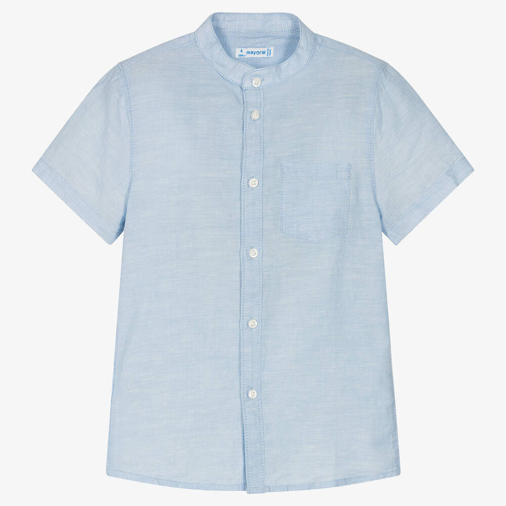 Mayoral - Boys Pale Blue Linen Shirt | Childrensalon