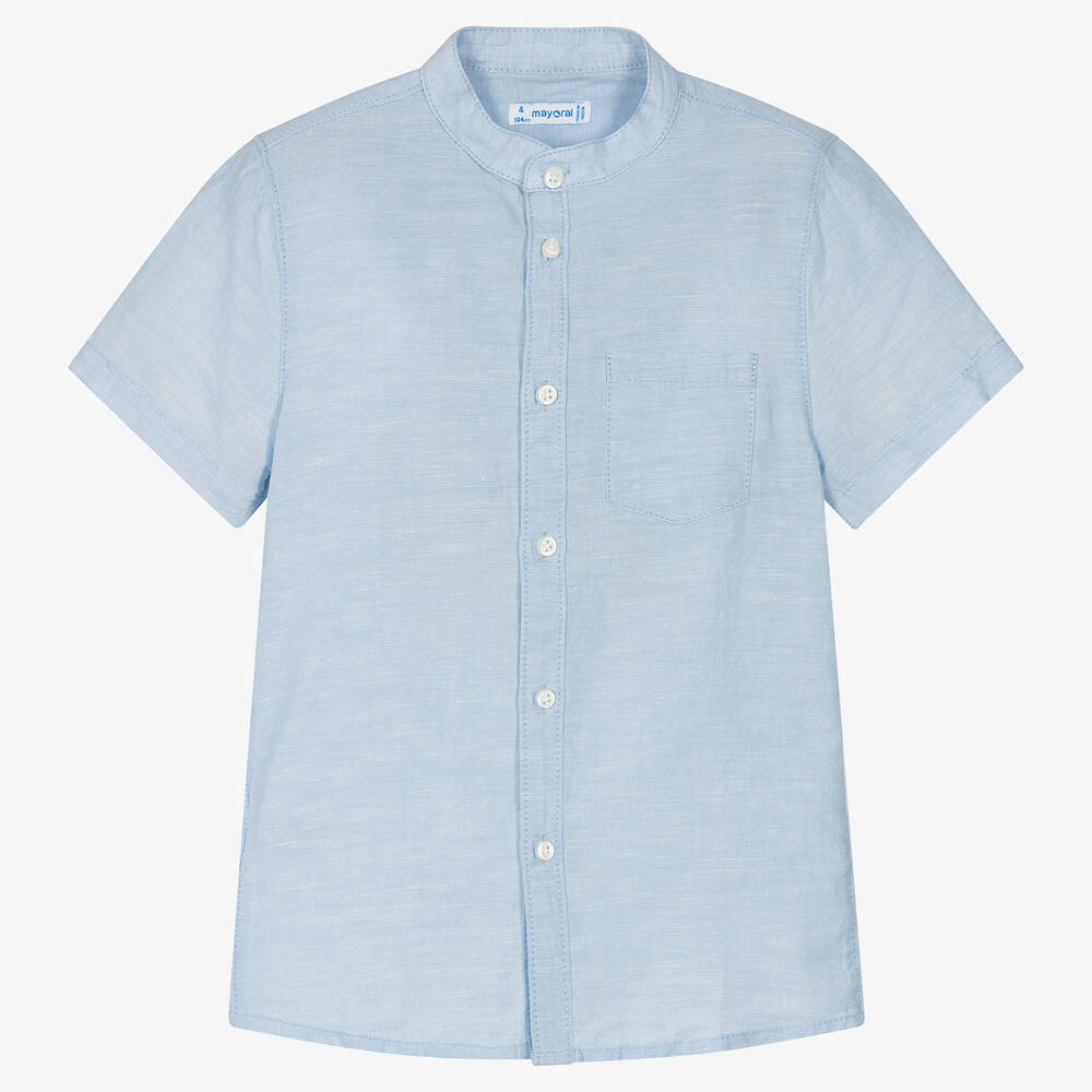 Mayoral - Chemise bleu pâle en lin garçon | Childrensalon