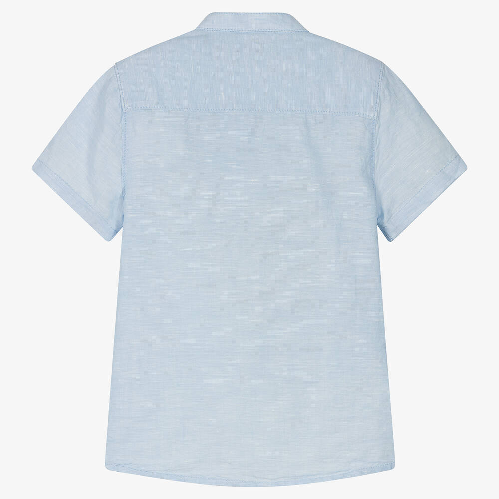 Mayoral-Boys Pale Blue Linen Shirt | Childrensalon Outlet