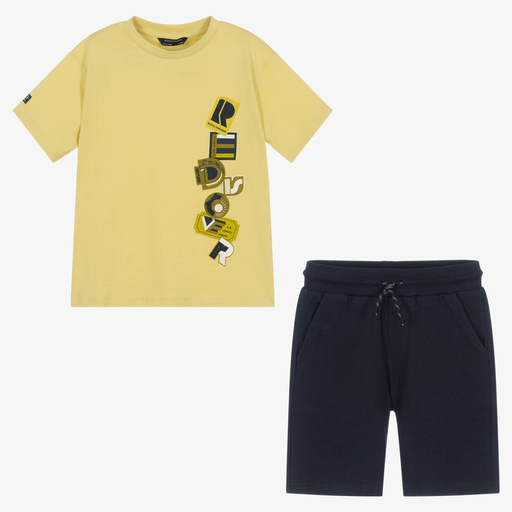 مايورال-طقم شورت قطن مستدام لون أخضر وكحلي للأولاد | Childrensalon Outlet