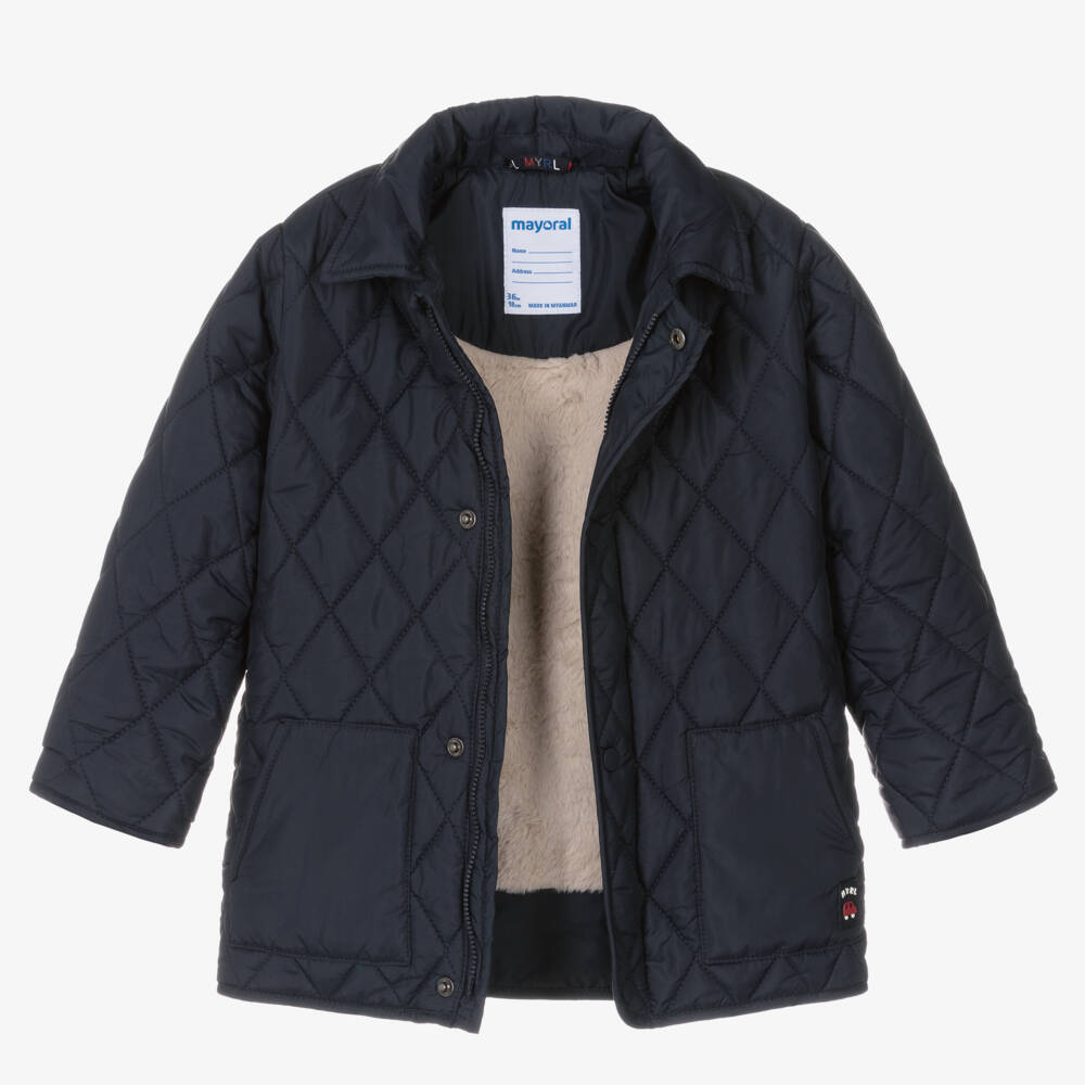 Mayoral-Boys Quilted Navy Jacket | Childrensalon Outlet