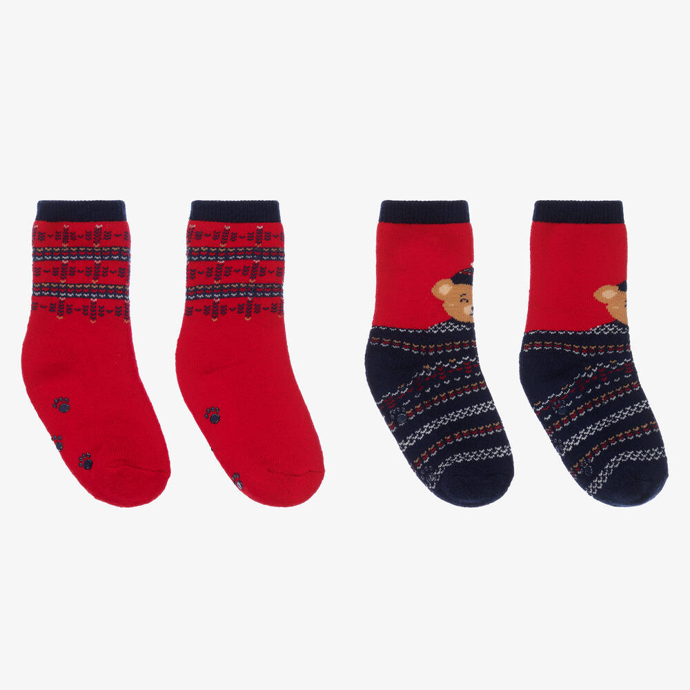 Mayoral - Boys Red Bear Socks (2 Pack) | Childrensalon