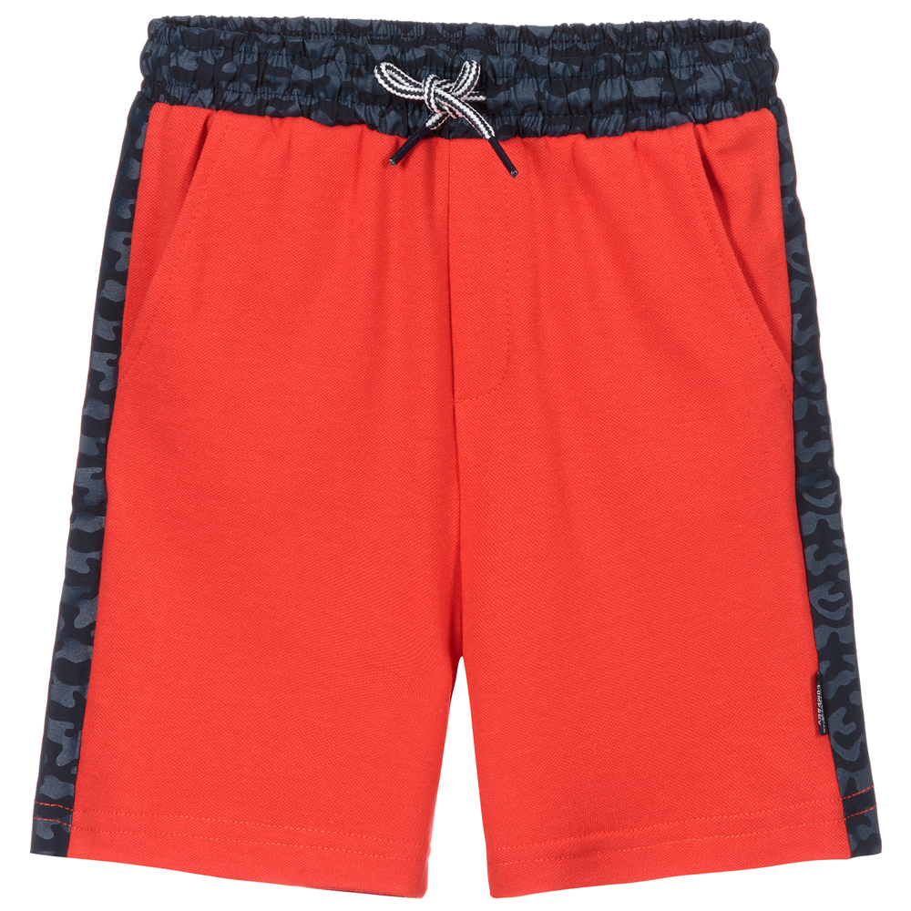 Mayoral - Boys Red & Black Jersey Shorts | Childrensalon