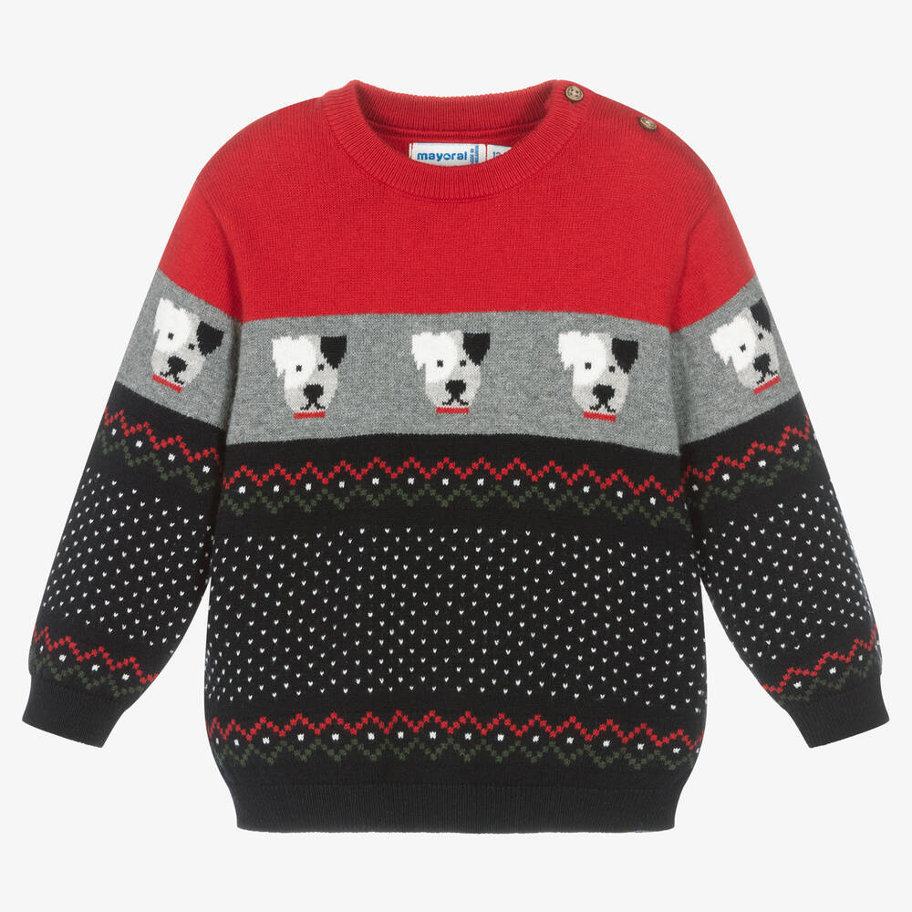 Mayoral-Красно-синий вязаный свитер | Childrensalon Outlet