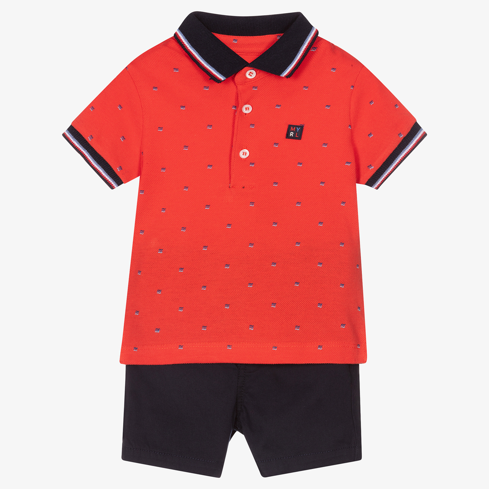 Mayoral - Boys Red & Blue Shorts Set | Childrensalon