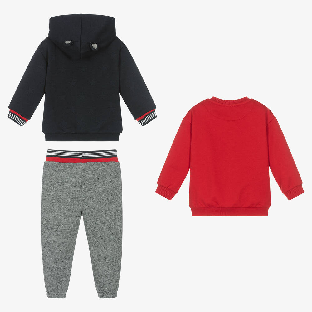 مايورال-بدلة رياضية قطن جيرسي لون أحمر وكحلي للأولاد | Childrensalon Outlet