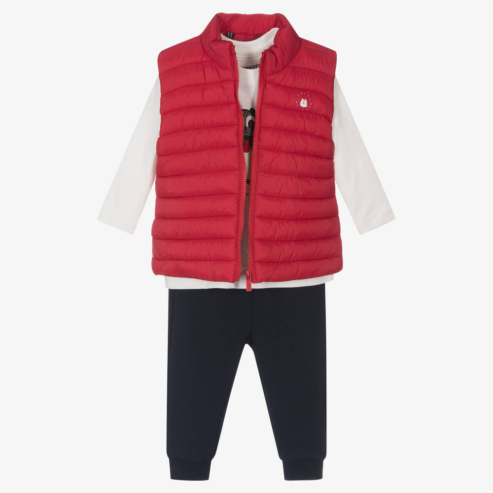 Mayoral - Boys Red & Blue Trouser Set | Childrensalon