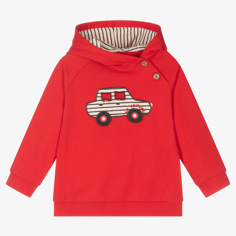 Mayoral - Boys Red Car Cotton Hoodie | Childrensalon