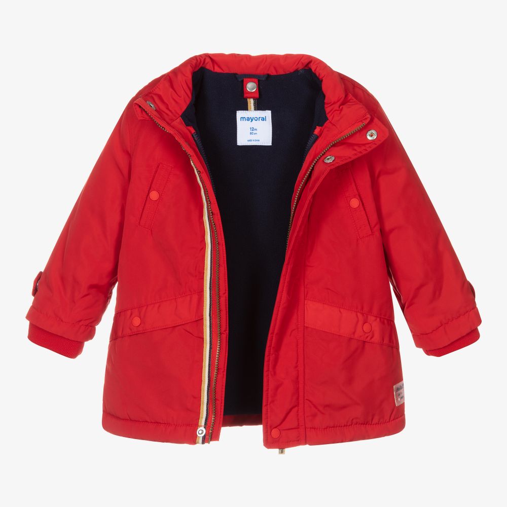 مايورال-معطف هودي أطفال ولادي لون أحمر | Childrensalon Outlet
