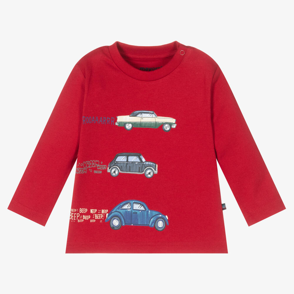 Mayoral - Boys Red Cotton Car Top | Childrensalon