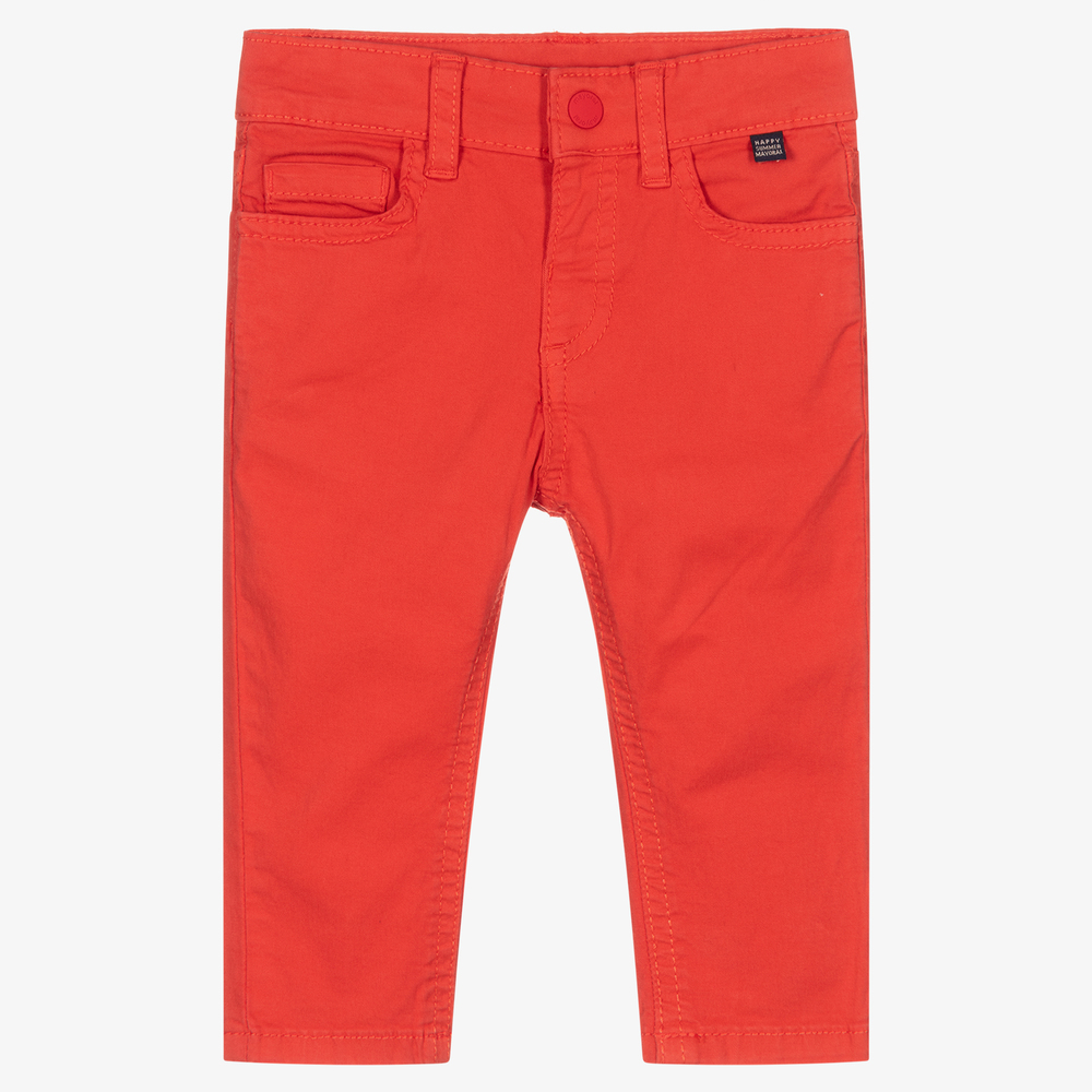 Mayoral - Boys Red Cotton Chino Trousers | Childrensalon