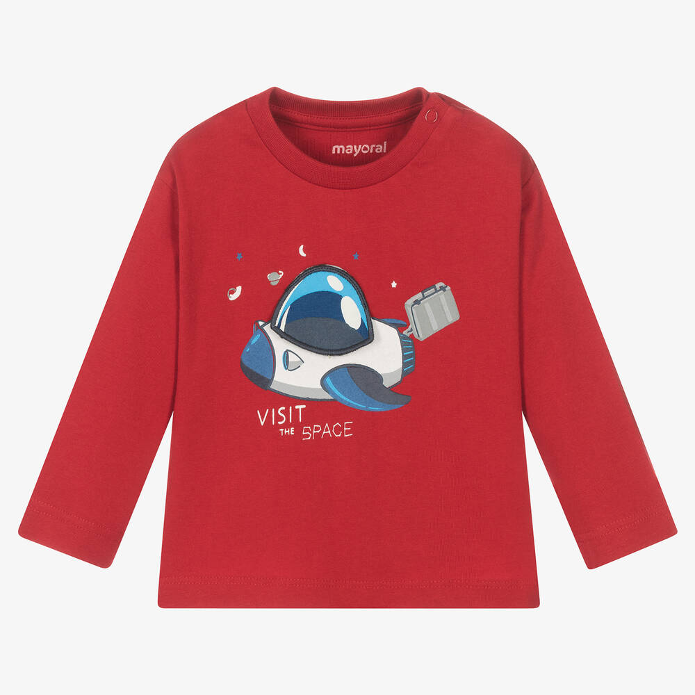 Mayoral - Boys Red Cotton Interactive Top | Childrensalon