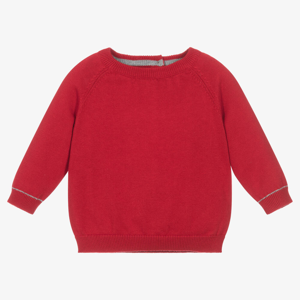 Mayoral-Boys Red Cotton Knitted Sweater | Childrensalon Outlet