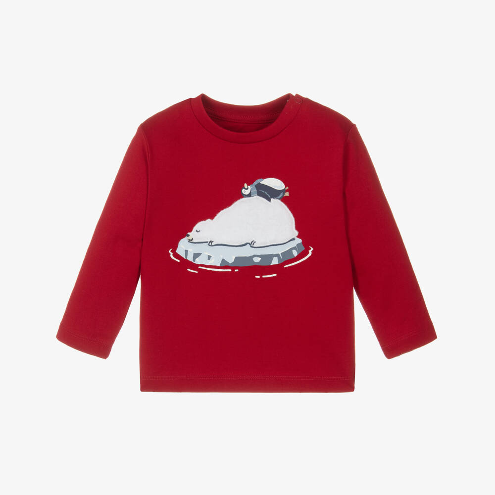 Mayoral-Boys Red Cotton Polar Bear Tee | Childrensalon Outlet
