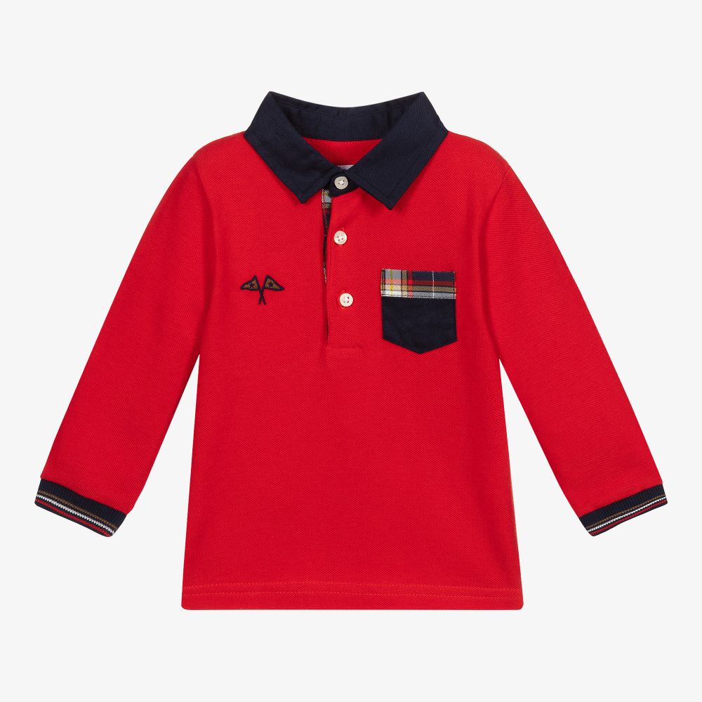 Mayoral - Boys Red Cotton Polo Shirt | Childrensalon