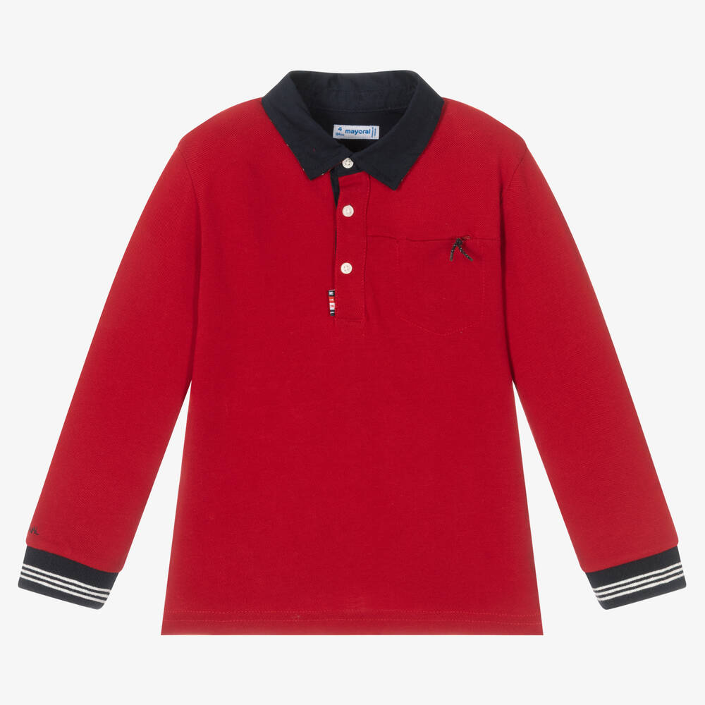 Mayoral - Красная хлопковая рубашка поло для мальчиков | Childrensalon