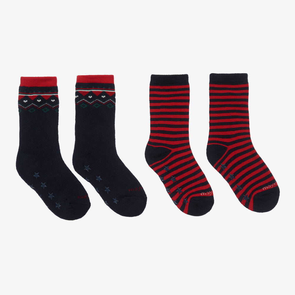 Mayoral - Boys Red Cotton Socks(2 Pack)  | Childrensalon