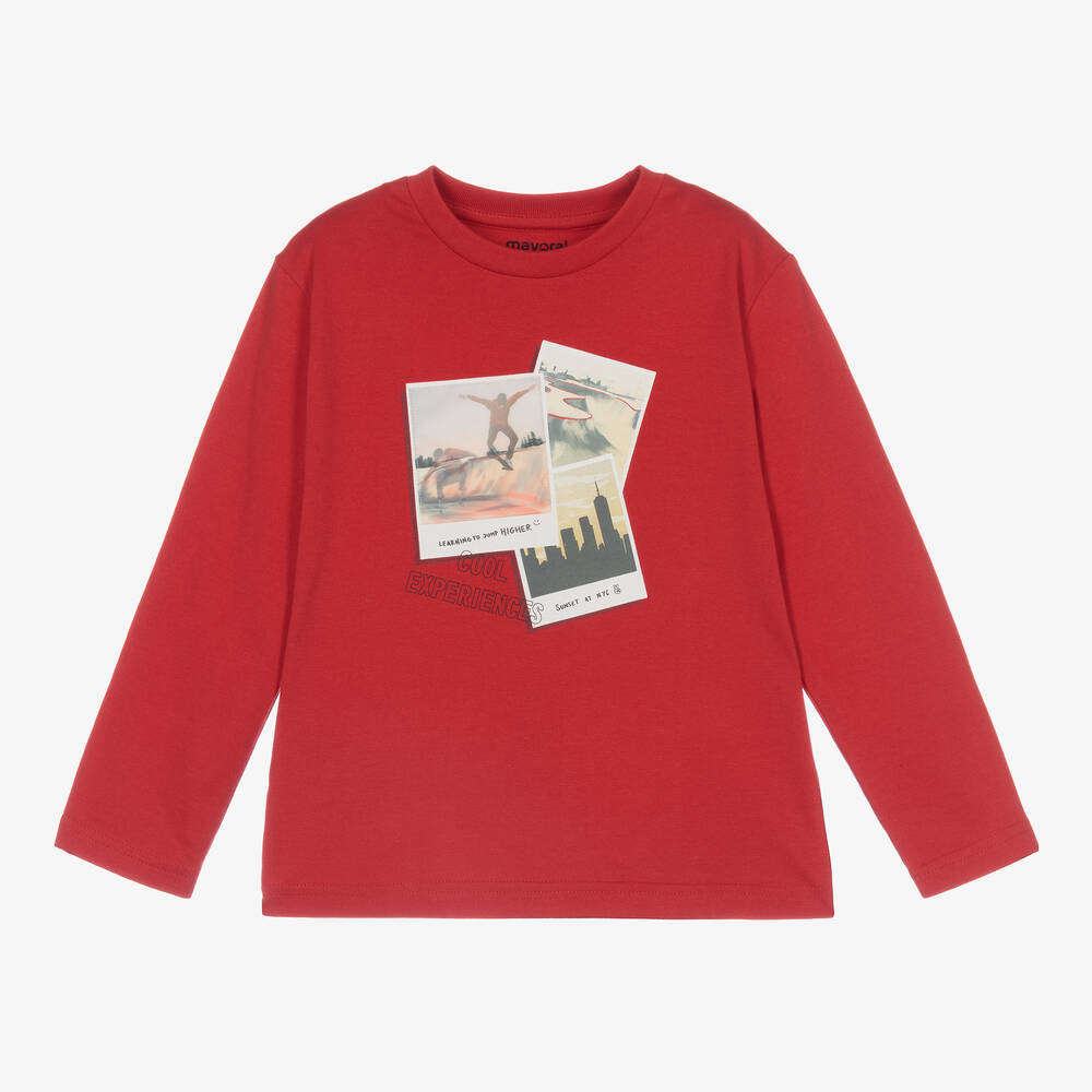 Mayoral - Boys Red Cotton Top | Childrensalon