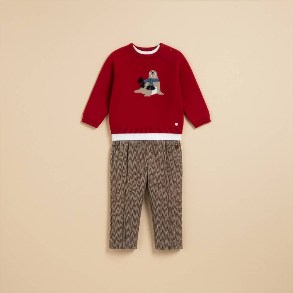 Mayoral-Boys Red Cotton & Wool Walrus Sweater | Childrensalon Outlet