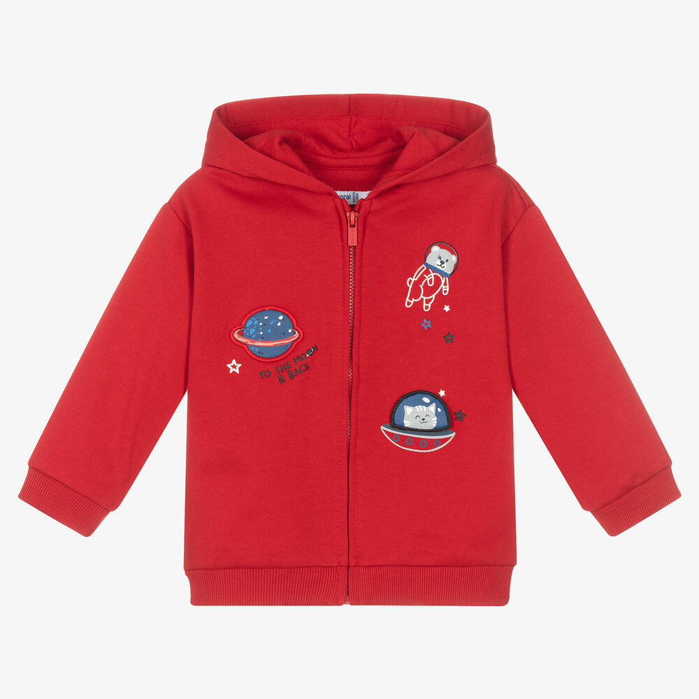 Mayoral - Boys Red Cotton Zip-Up Hoodie | Childrensalon