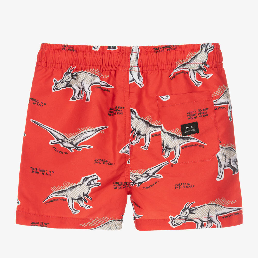 Mayoral-Красные плавки-шорты с динозаврами | Childrensalon Outlet