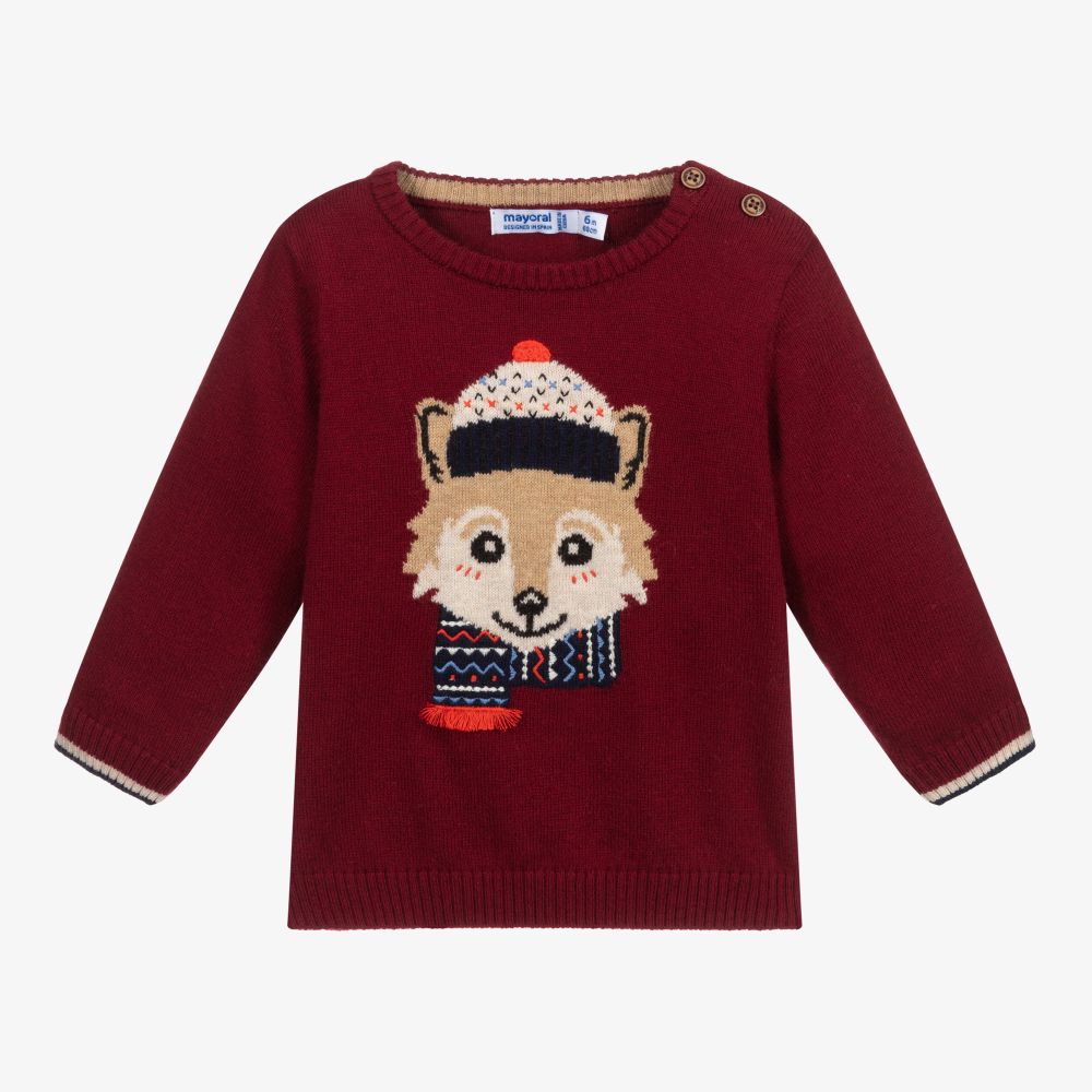 Mayoral - Красный свитер с лисицей для мальчиков | Childrensalon
