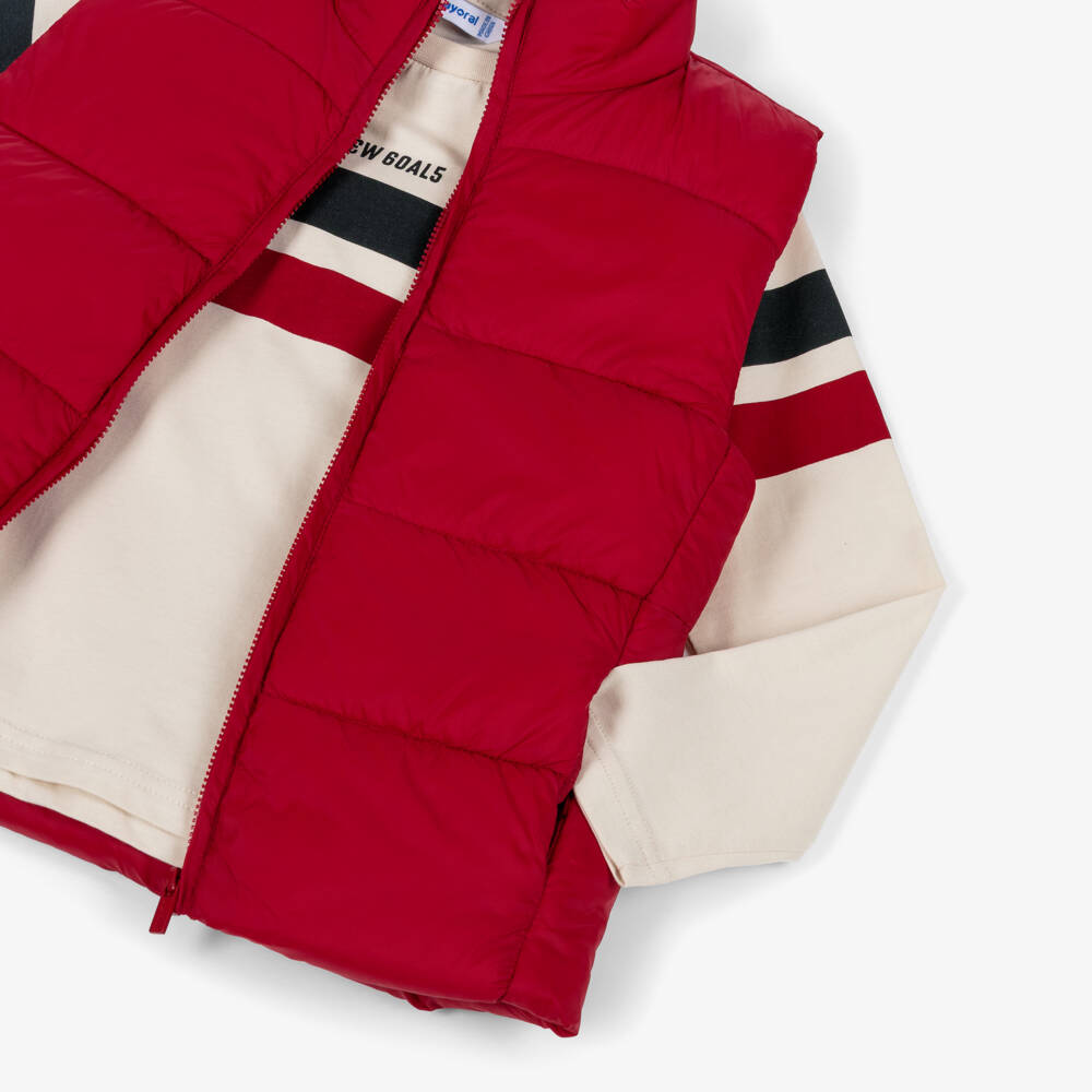 Mayoral-Boys Red Gilet & Navy Blue Trouser Set | Childrensalon Outlet