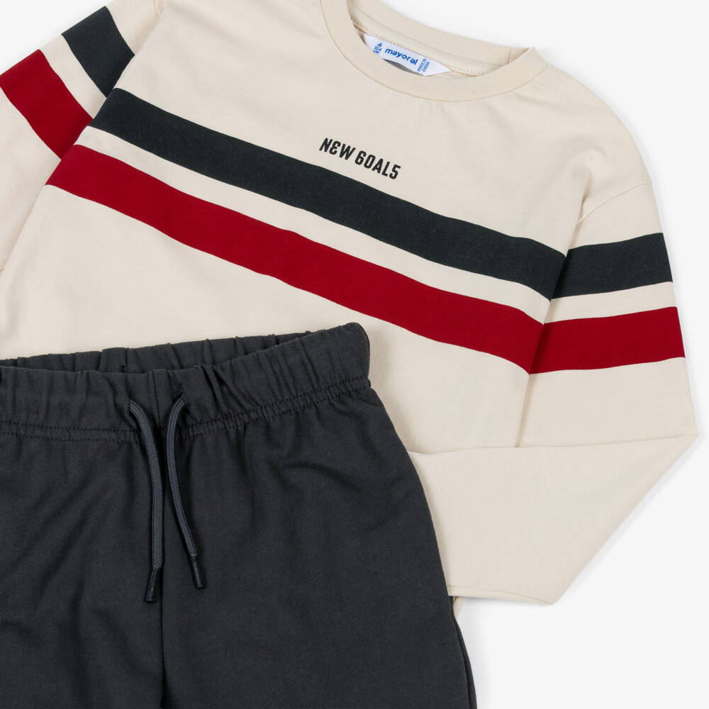 Mayoral-Boys Red Gilet & Navy Blue Trouser Set | Childrensalon Outlet