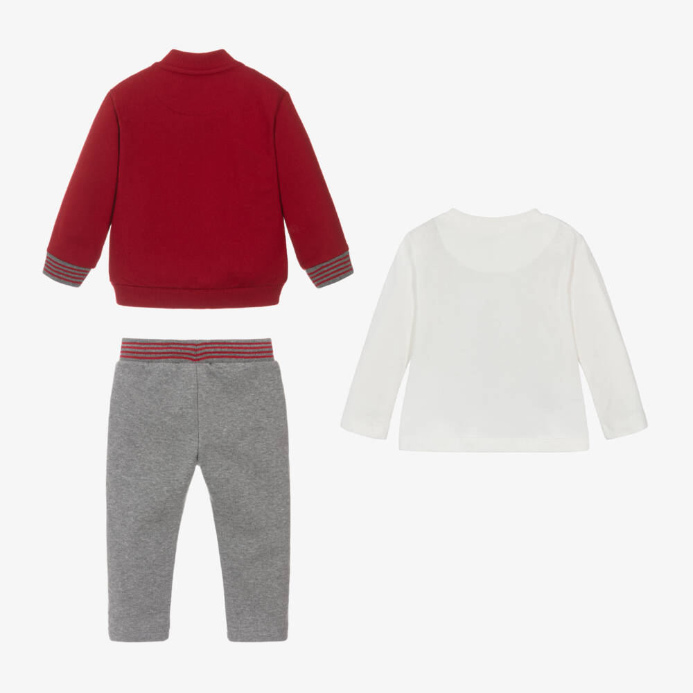 Mayoral-Boys Red Grey Panda Tracksuit Set | Childrensalon Outlet