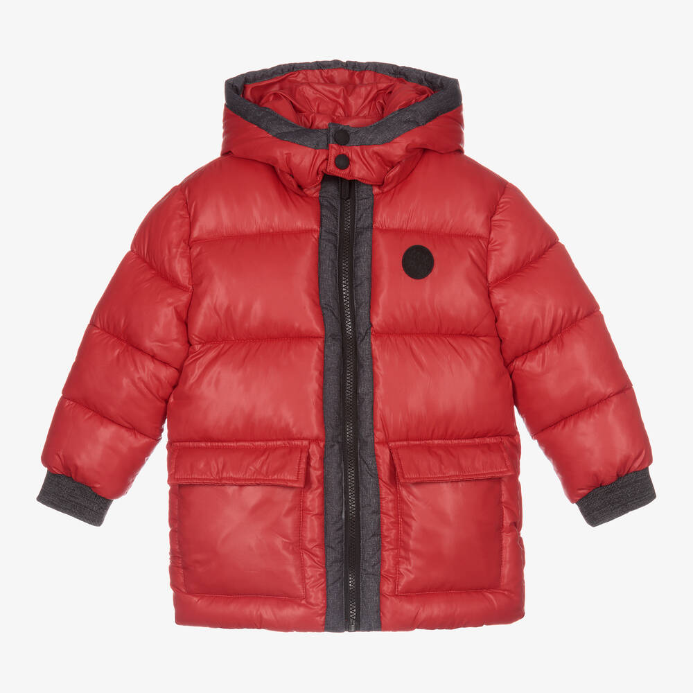 Mayoral - Boys Red Hooded Puffer Coat | Childrensalon