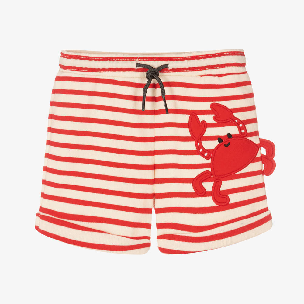 Mayoral - Boys Red & Ivory Stripe Cotton Shorts | Childrensalon