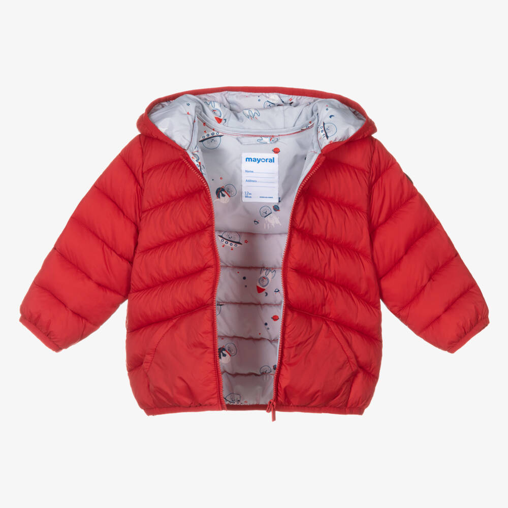 Mayoral-Boys Red Padded Hooded Jacket | Childrensalon Outlet